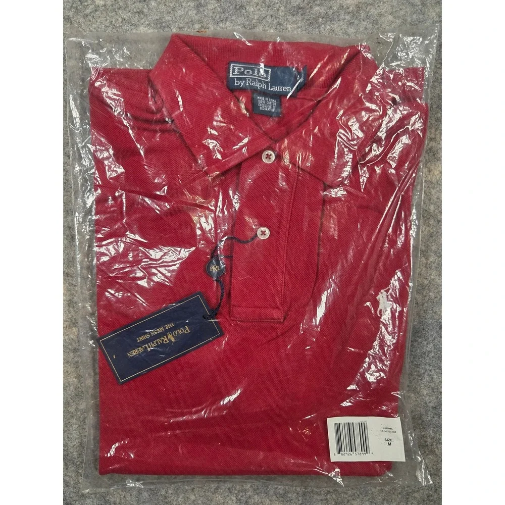 NEW Polo Ralph Lauren Mens Mesh Shirt Polo Red Pony M Vintage NWT